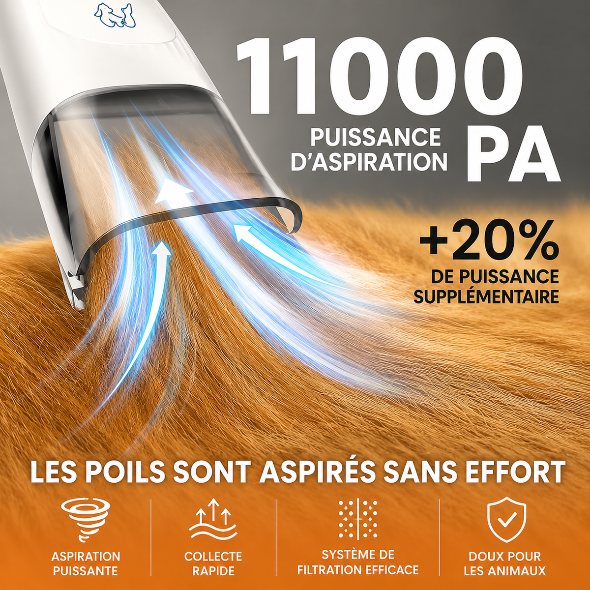 Kit de Toilettage pour Chien et Chat avec Aspirateur Intégré