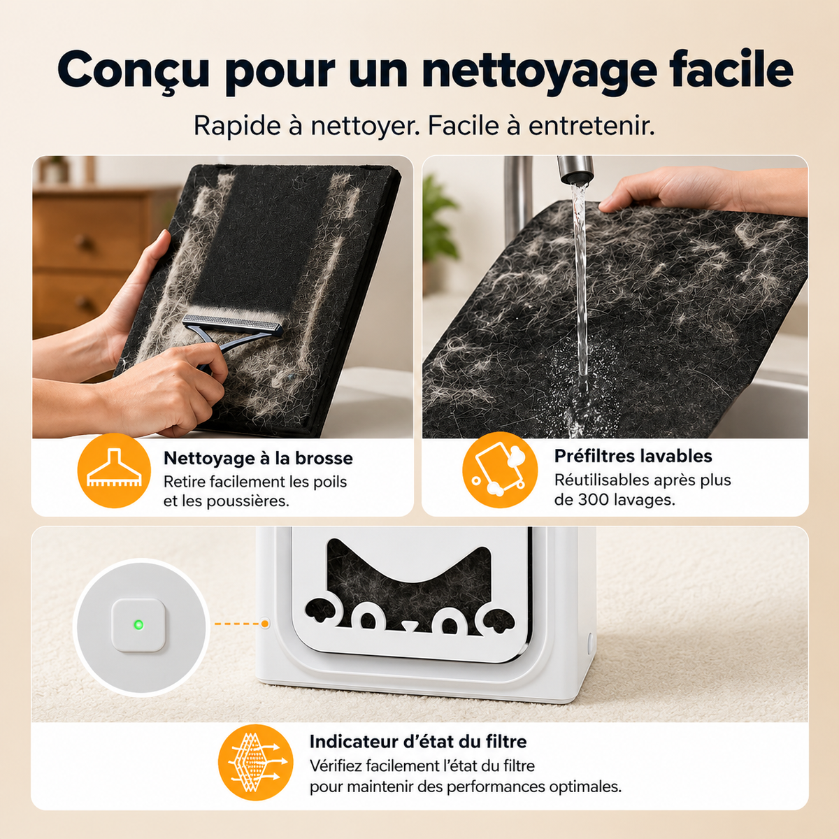 Purificateur d’Air Double Face pour Maison avec Animaux