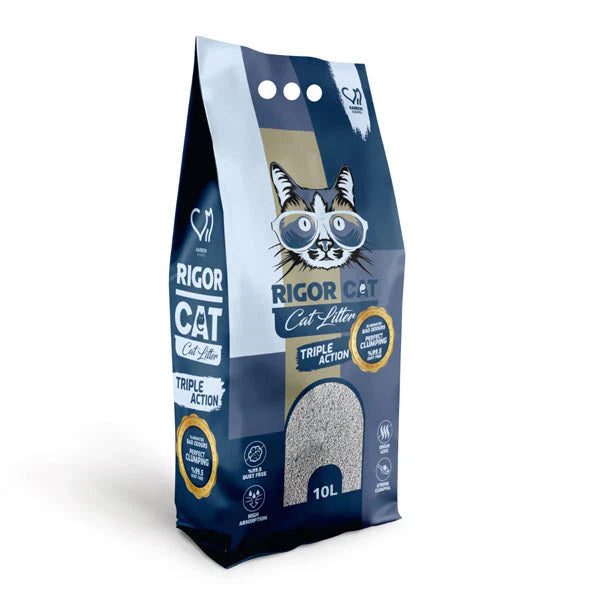 Litière agglomérante pour chats, 10 litres | Charbon actif | Rigor