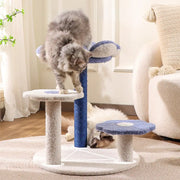 Arbre à Chat Fleur Multi-Niveaux avec Griffoir en Sisal