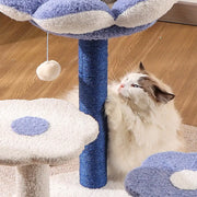 Arbre à Chat Fleur Multi-Niveaux avec Griffoir en Sisal