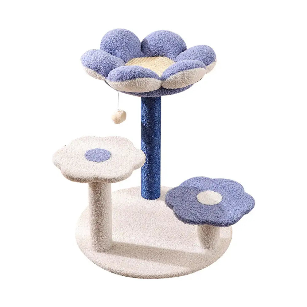 Arbre à Chat Fleur Multi-Niveaux avec Griffoir en Sisal