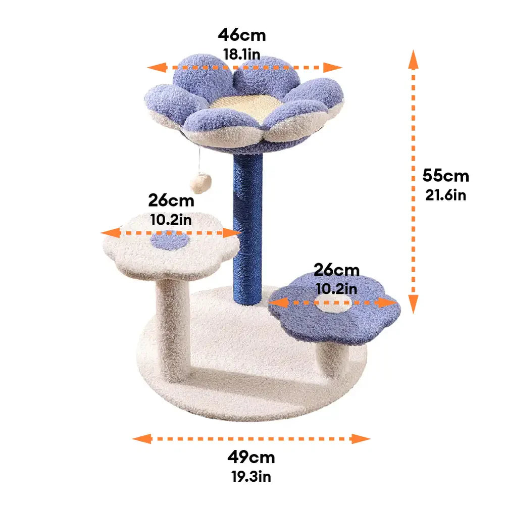 Arbre à Chat Fleur Multi-Niveaux avec Griffoir en Sisal