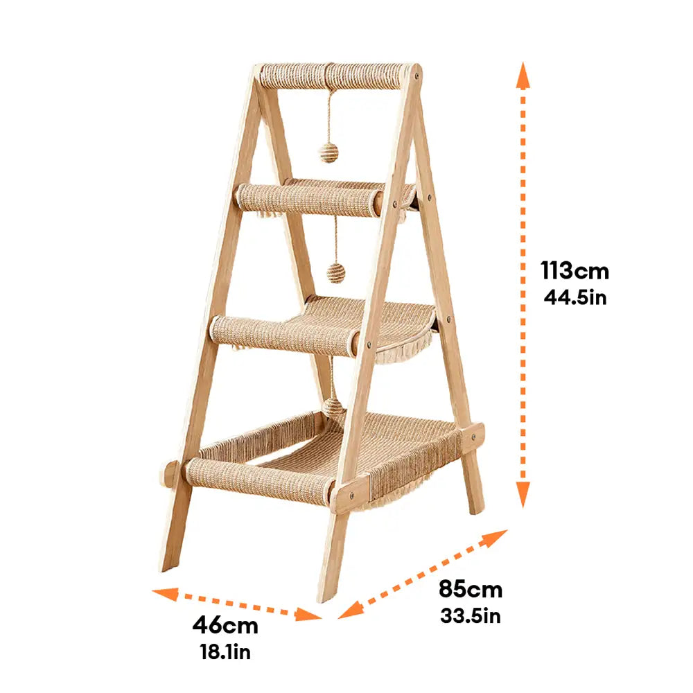 HammockTree™ – Arbre à Chat 3-en-1 en Bois avec Hamacs