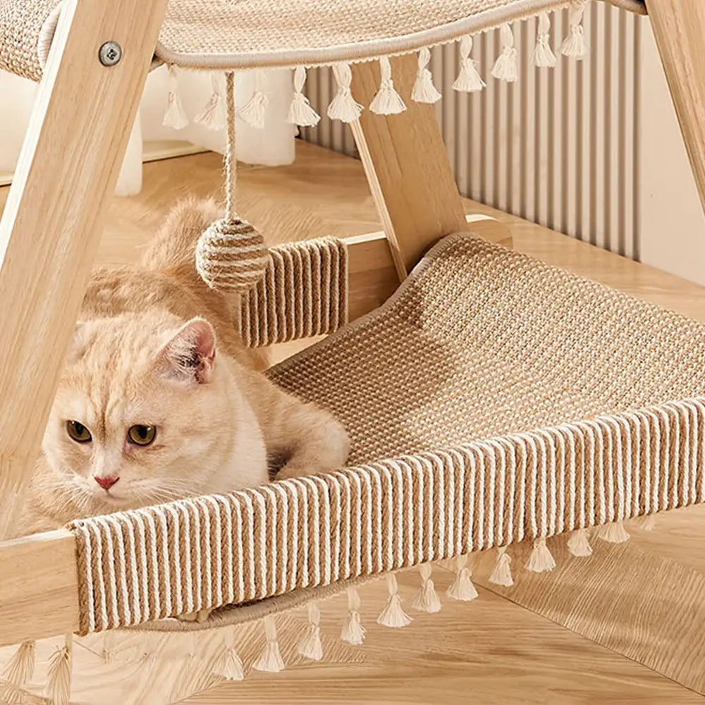 HammockTree™ – Arbre à Chat 3-en-1 en Bois avec Hamacs