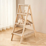 HammockTree™ – Arbre à Chat 3-en-1 en Bois avec Hamacs