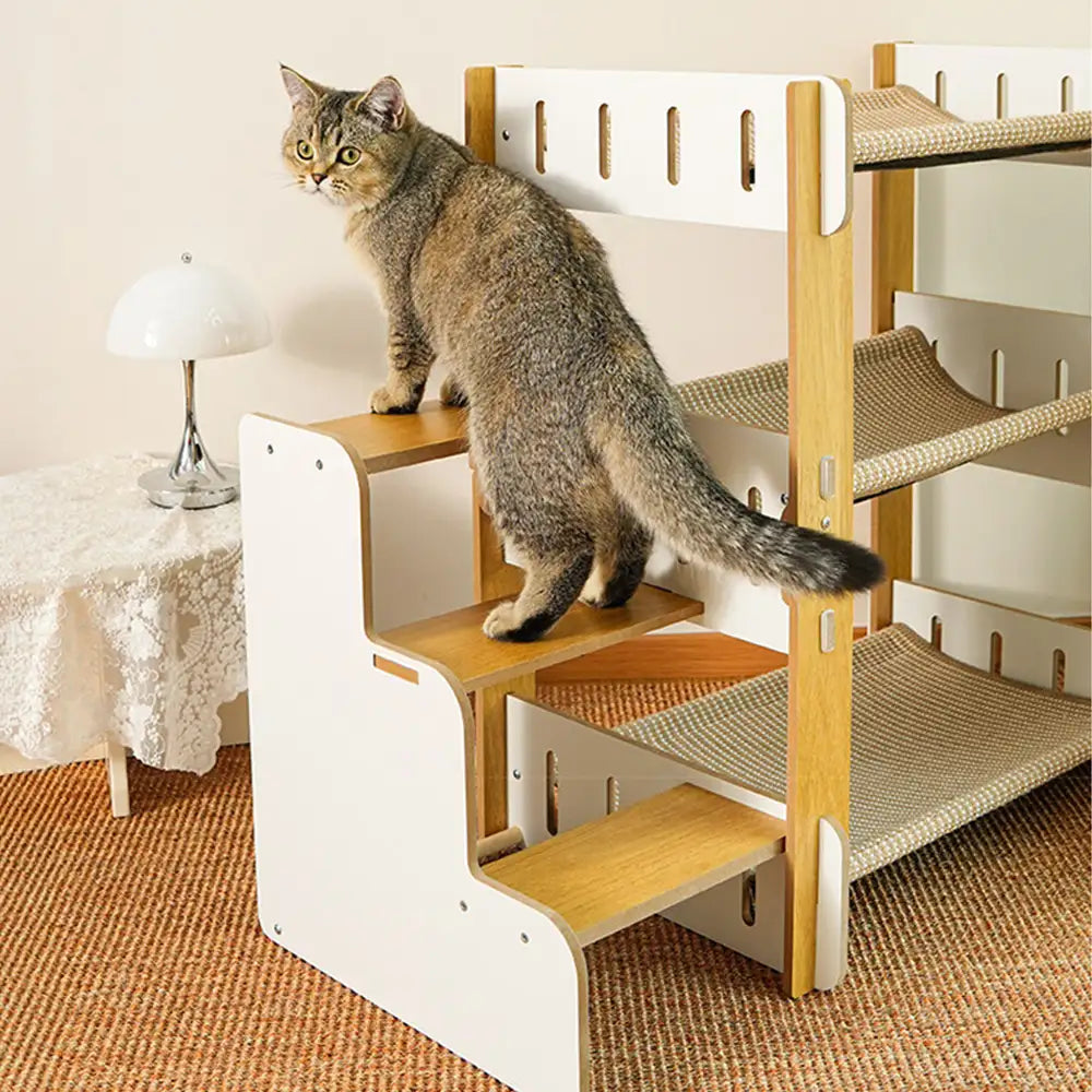 SisalHammock™ – Arbre à Chat Multi-Niveaux avec Escaliers