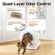 Bac à litière autonettoyant pour chats avec contrôle des odeurs, 4 couches | LeloPets D1