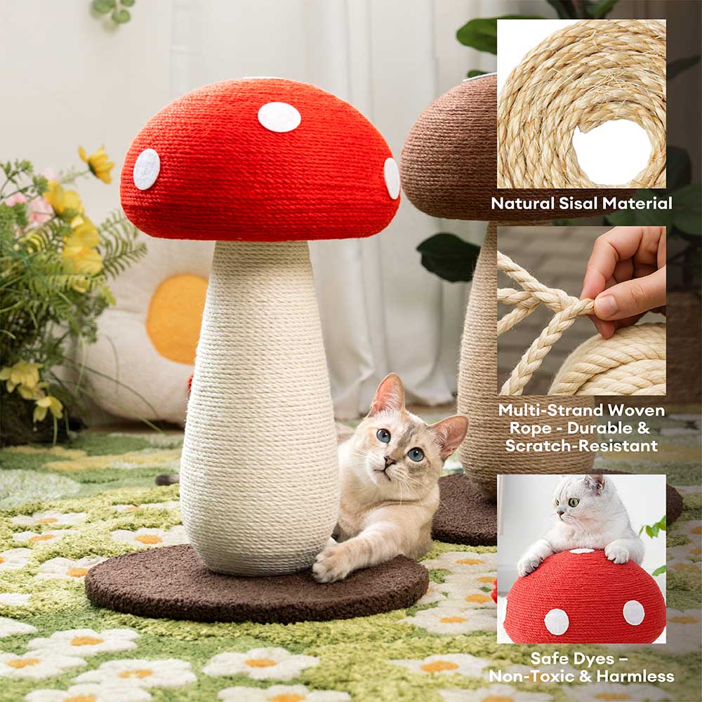 Griffoir Champignon Artisanal en Sisal Naturel pour Grand Chat