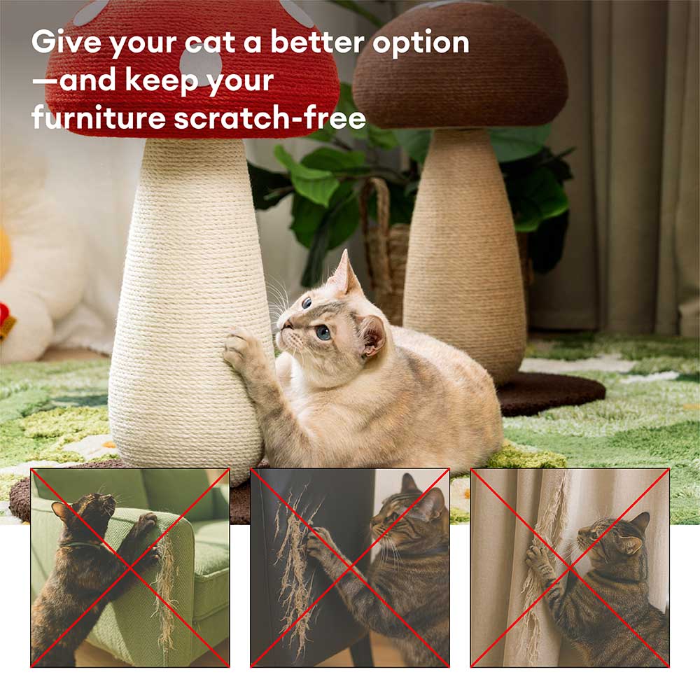 Griffoir Champignon Artisanal en Sisal Naturel pour Grand Chat