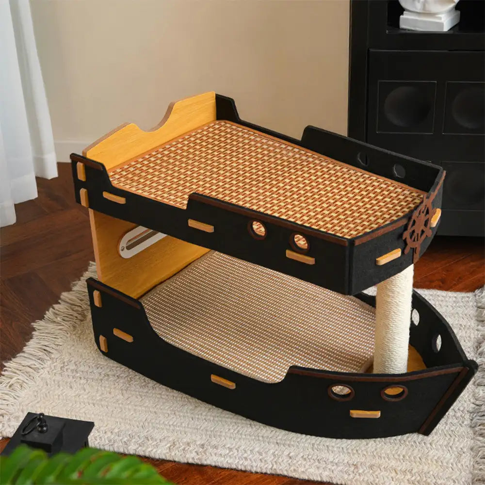 Bateau Pirate Griffoir & Lit Double Niveau pour Chat