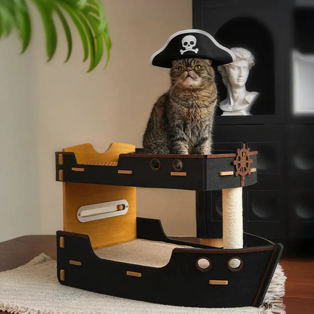 Bateau Pirate Griffoir & Lit Double Niveau pour Chat