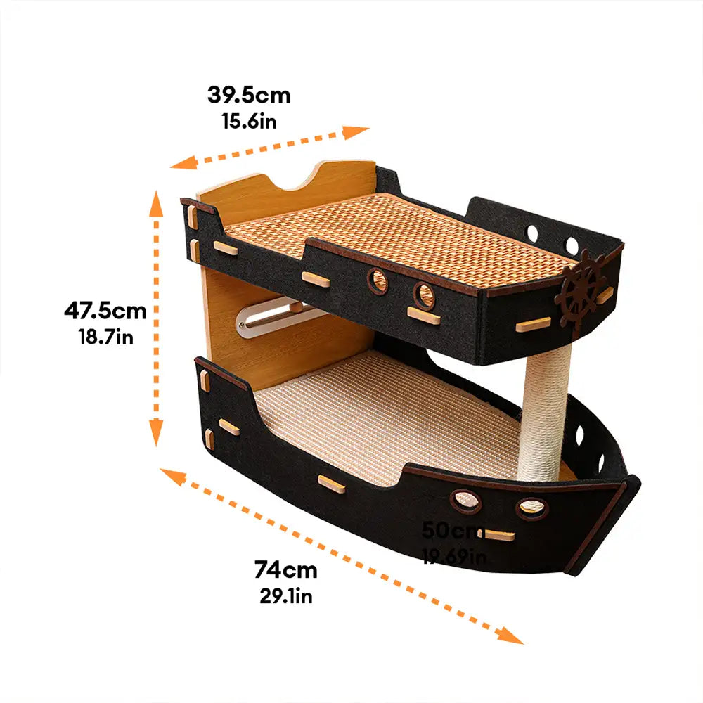 Bateau Pirate Griffoir & Lit Double Niveau pour Chat