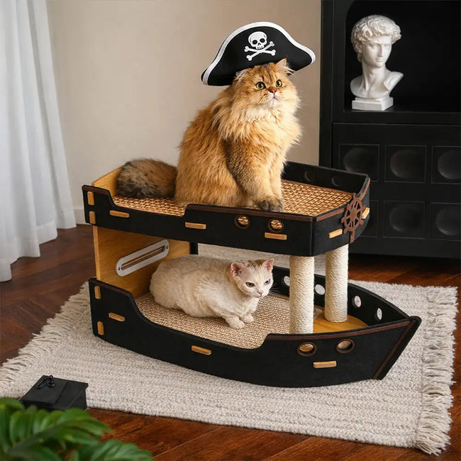 Bateau Pirate Griffoir & Lit Double Niveau pour Chat