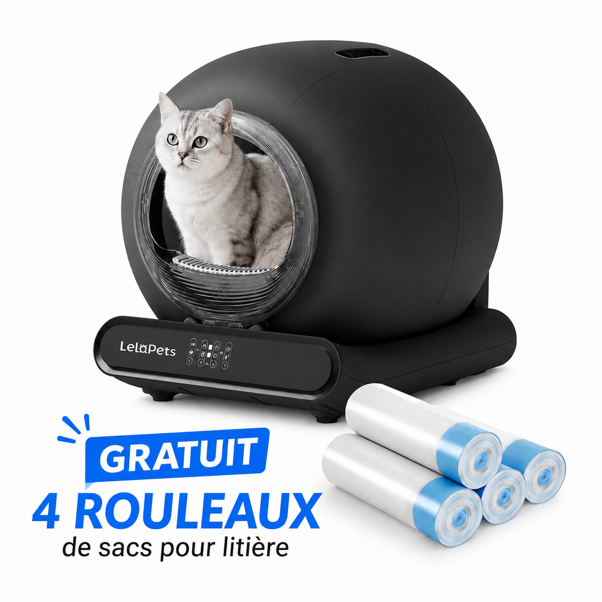 Bac à litière autonettoyant et sans pincement pour chats | LeloPets C4