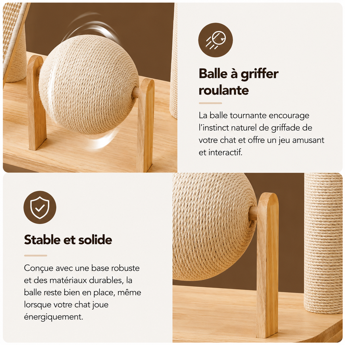 Arbre à Chat Moderne Multifonction en Bois avec Capsule Transparente