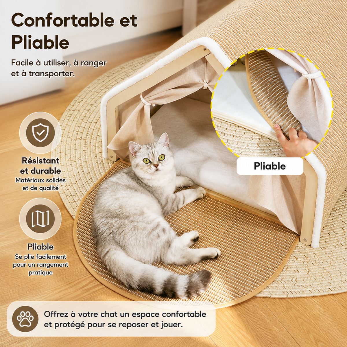 Tente Griffoir Tout-en-Un avec Espace Douillet pour Chat